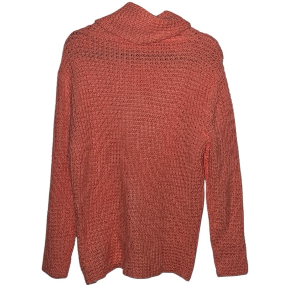 Zenana Turtleneck Waffle Crossover Button Sweater, P2P:20.5”, L:28”, NWT-Coral - Picture 10 of 16